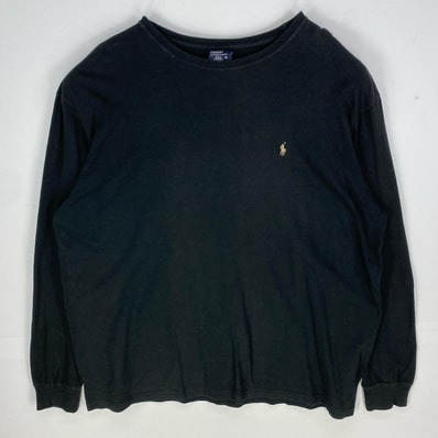 古着 ポロバイラルフローレン Polo by Ralph Lauren 長袖Tシャツ クルーネック ワンポイントロゴ ロンT XL ブラック系 メンズ