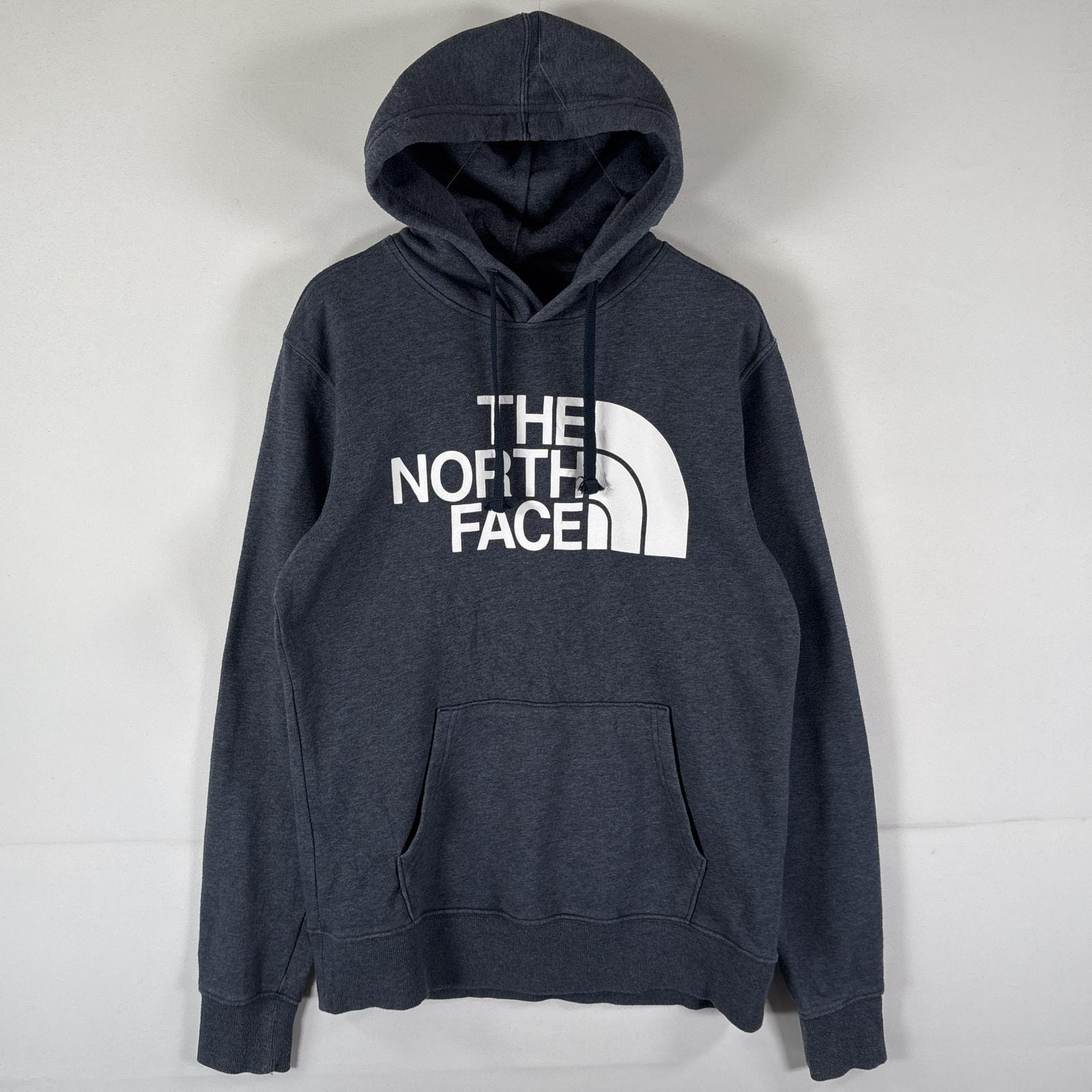 古着 ザ・ノースフェイス THE NORTH FACE パーカー プルオーバー フーディ スウェット ビッグロゴ アウトドア S  ダークグレー系 メンズ