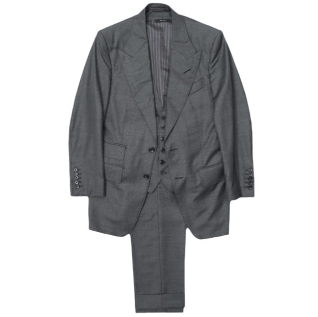 TOM FORD トムフォード イタリア製 SHELTON 3P SUIT シェルトン 3ピース スーツ 7-46R チャコールグレー スーツ セットアップ ジャケット&ジレ&スラックス g28424