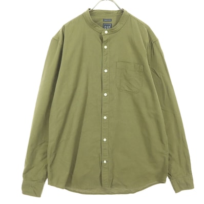 GAP ギャップ 長袖 ノーカラーシャツ M カーキ