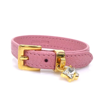 ミュウミュウ MIUMIU ブレスレット レザー ピンク レディース【中古】 56448k