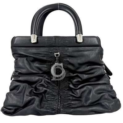 Christian Dior クリスチャンディオール ハンドバッグ カレーニナ レザー ブラック 黒 シルバー金具 レディース【中古品】
