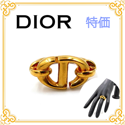 ■特価■ DIOR ディオール メタル CD Navy リング ゴールド 10号 アクセサリー 指輪 ブランド レディース CDロゴ ヴィンテージ レア