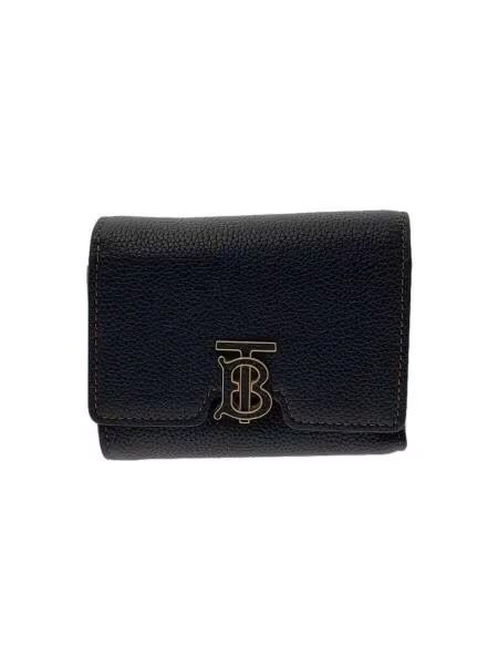 BURBERRY Monogram Motif Grainy Leather Folding Wallet "Black"
