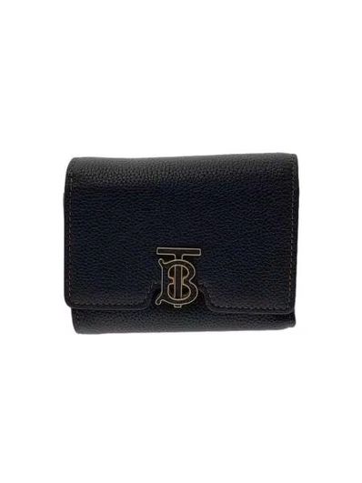 BURBERRY Monogram Motif Grainy Leather Folding Wallet "Black"