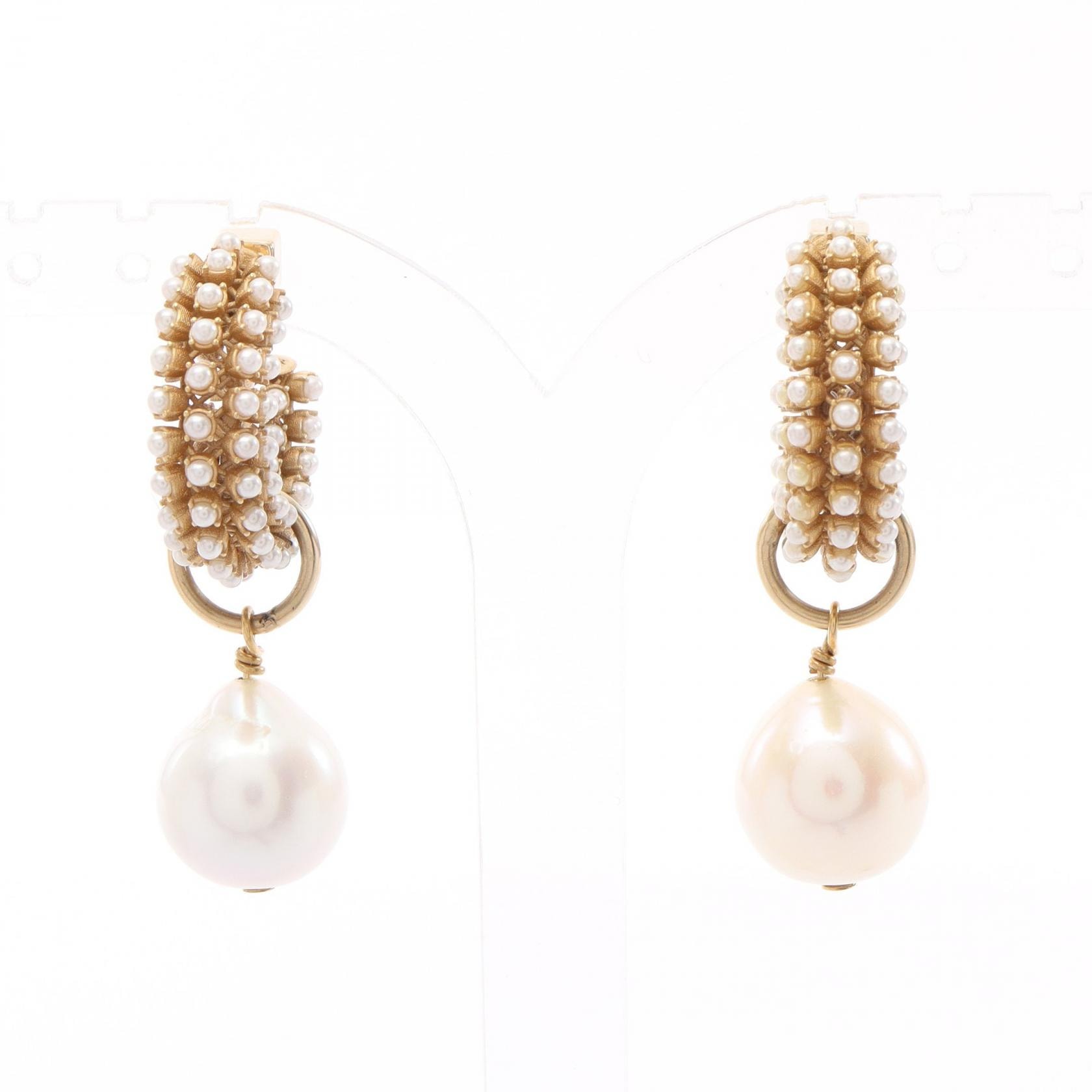 ディオール Dior D-Renaissance フープ ピアス ジュエリー GP(ゴールドメッキ) フェイクパール レディース ゴールド系 / ホワイト系 【中古】