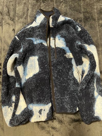 Supreme x The North Face Bleached Denim Print Fleece Jacket "Indigo"