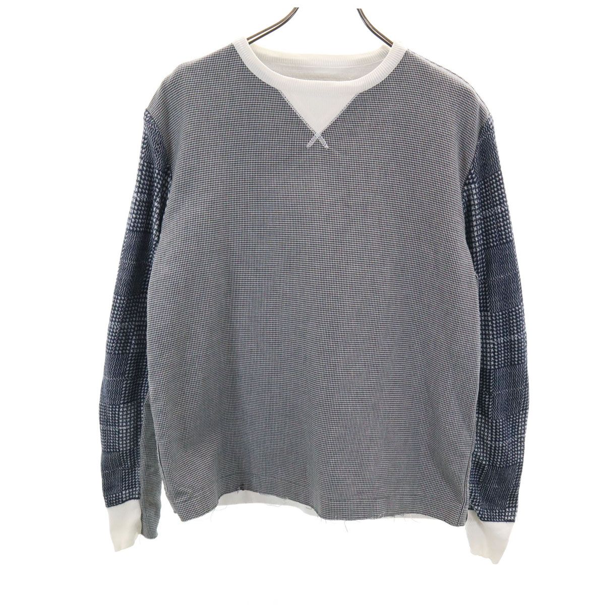 Sacai サカイ 日本製 ハウンドトゥース柄 長袖 ボンディング加工 トレーナー 1 ホワイト 千鳥格子