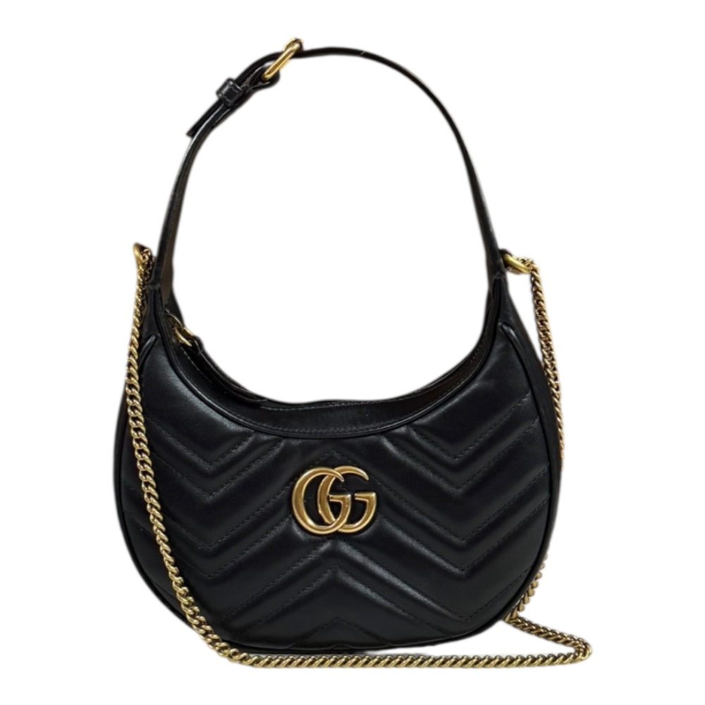 グッチ GGマーモント ショルダーバッグ レザー 699514 ブラック レディース GUCCI  中古