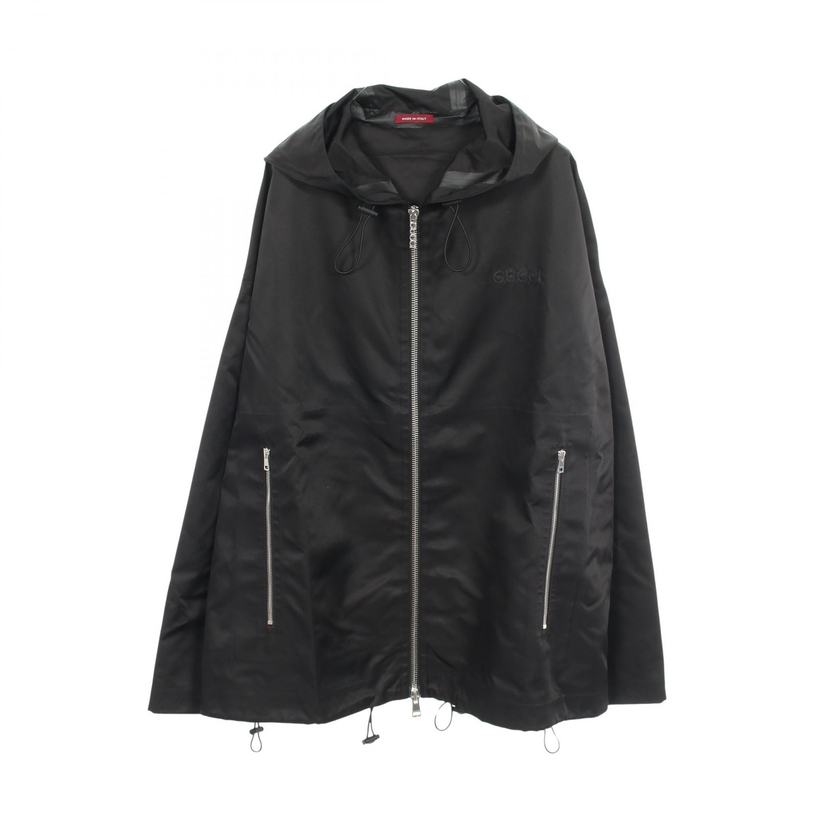 グッチ GUCCI フード付き ジップアップ 衣料品 アウター ナイロン メンズ ブラック系 【中古】