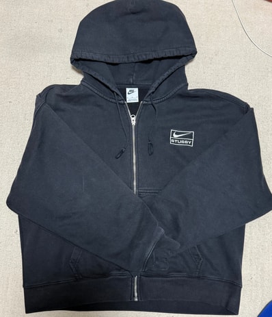 Stussy x Nike Stone Washed Fleece Zip Hoodie "Black" (US Size) FJ9175-010