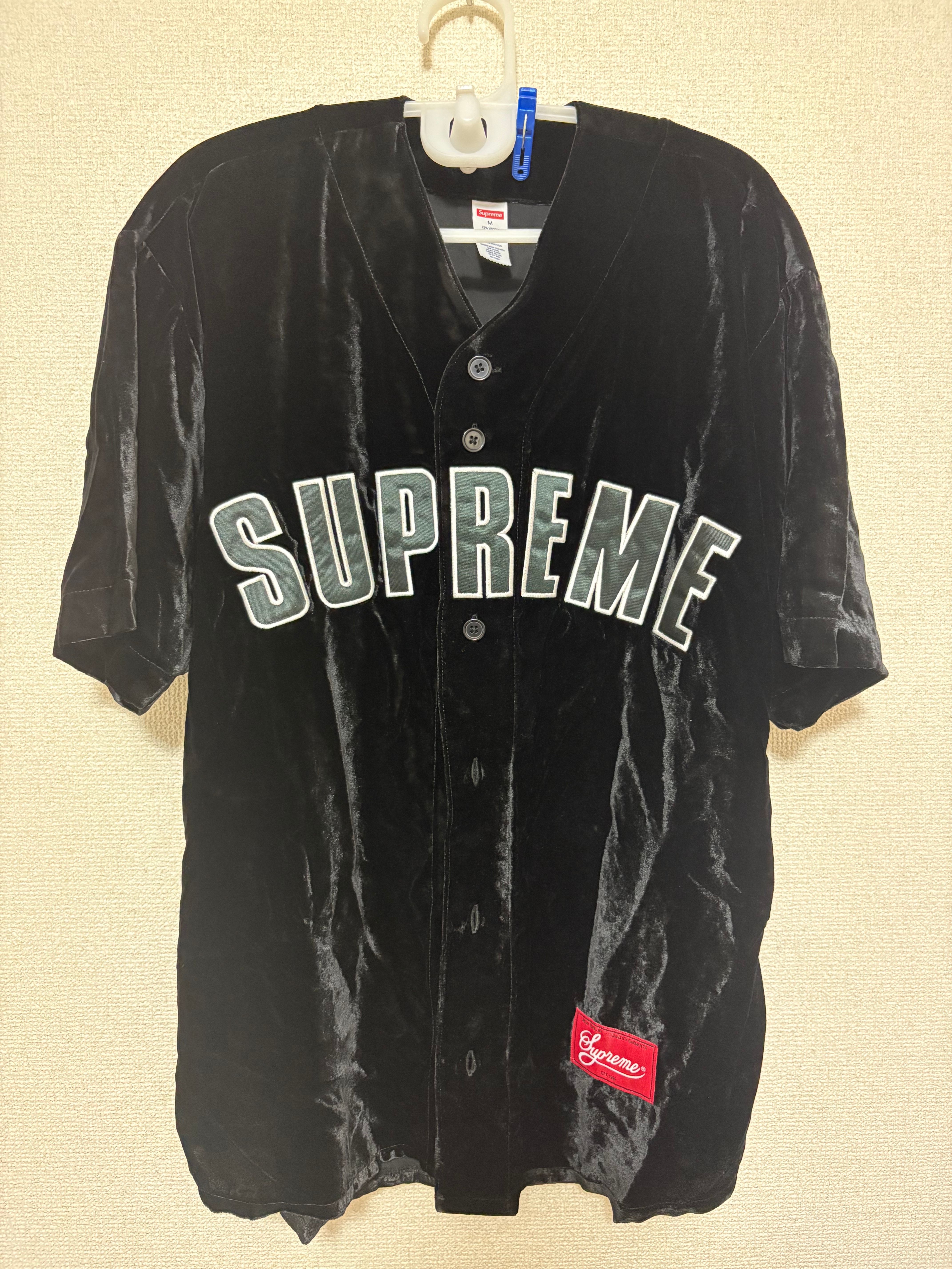 Supreme Velvet Baseball Jersey "Black"