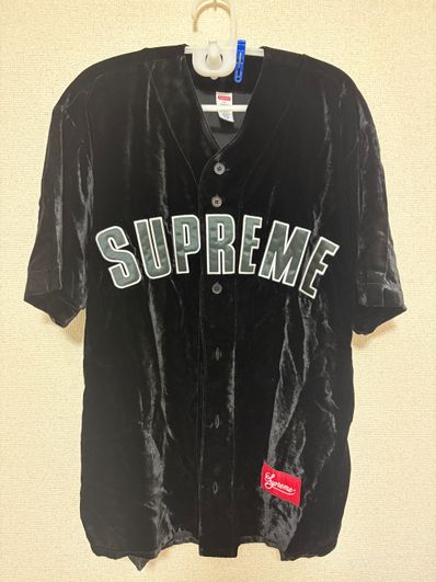 Supreme Velvet Baseball Jersey "Black"