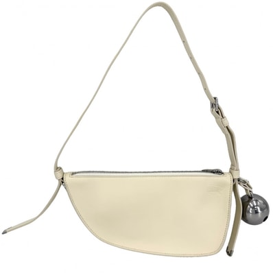 BURBERRY バーバリー ショルダーバッグ ミニ シールドスリングバッグ ミニバッグ 肩掛け ホワイト 80758521 レザー アイボリー シルバー金具 ユニセックス 美品【中古品】