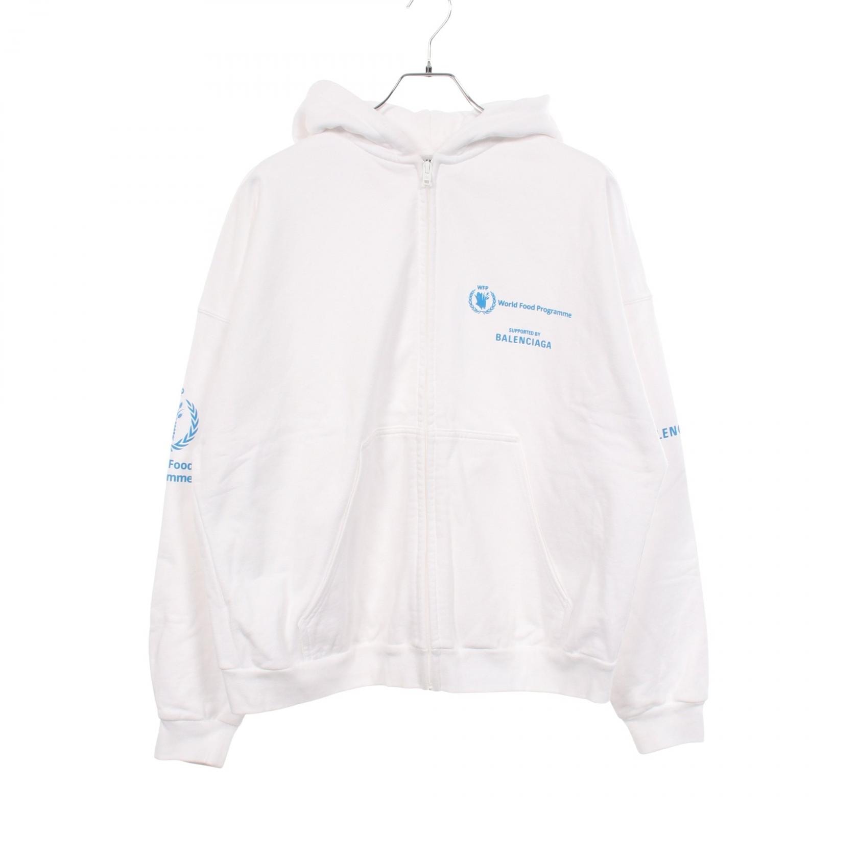 バレンシアガ BALENCIAGA BALENCIAGA × WFP 裏起毛 パーカー 衣料品 トップス コットン メンズ レディース ホワイト系 674728 【中古】