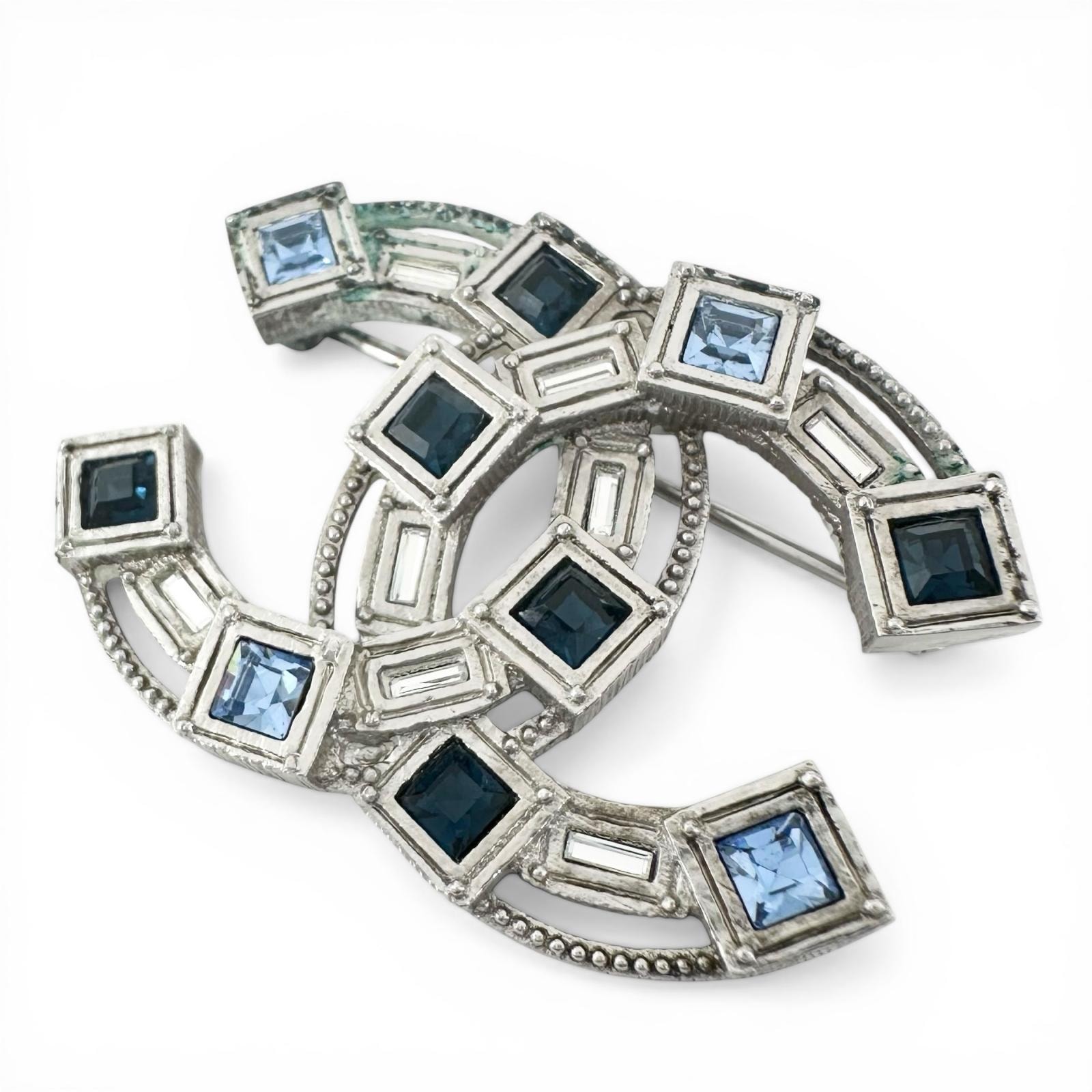 CHANEL シャネル ココマーク ラインストーン B17S ブローチ シルバー レディース【中古】