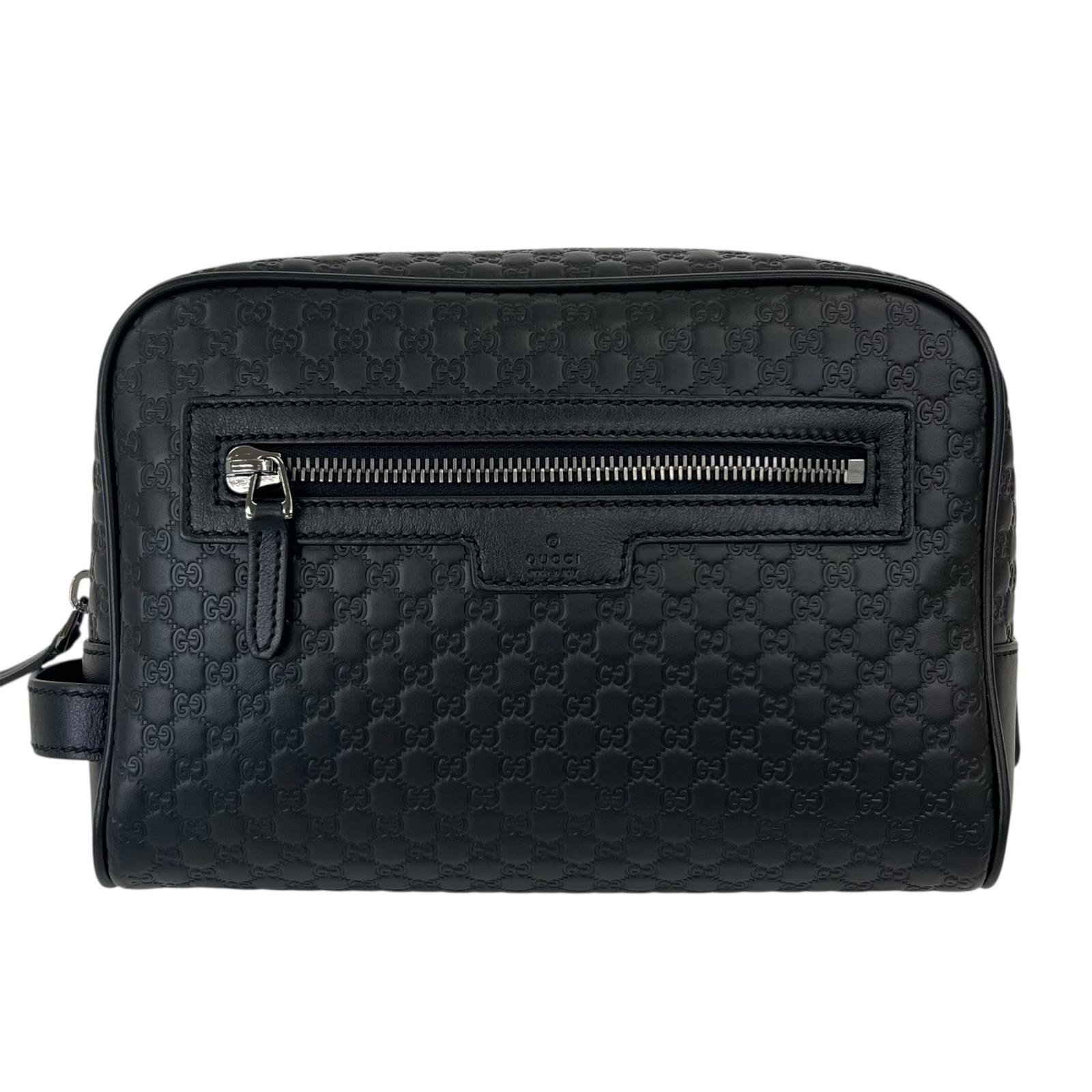 美品 GUCCI グッチ 419775 セカンドバッグ GGスプリームキャンバス ブラック メンズ マイクログッチシマ【中古】