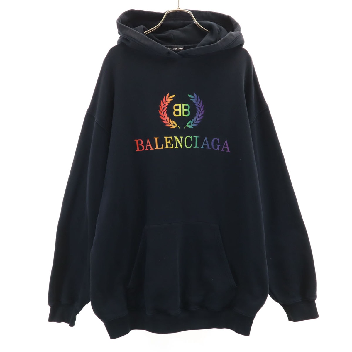 BALENCIAGA バレンシアガ ポルトガル製 長袖 スウェットパーカー XS ブラック