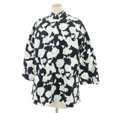 【中古】コムデギャルソン コムデギャルソン COMME des GARCONS COMME des GARCONS 2025年春夏 ストレッチコットン マオカラー チャイナジャケット ブラックxホワイト【サイズS】【レディース】