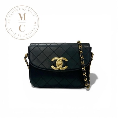 シャネル CHANEL バッグ ショルダーバッグ ブラック ゴールド ビコローレ ターンロック ココマーク チェーン