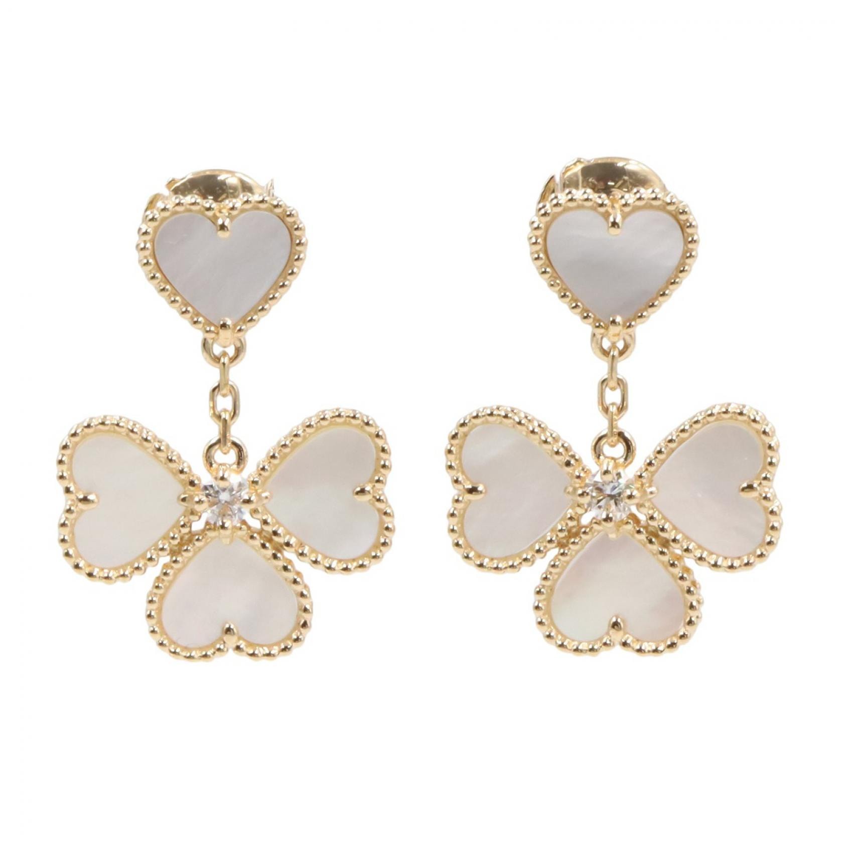 ヴァンクリーフ&アーペル Van Cleef & Arpels スウィート ハート ピアス ダイヤ ピアス ジュエリー K18(イエローゴールド) マザーオブパール レディース ゴールド系 / ホワイト系 【中古】