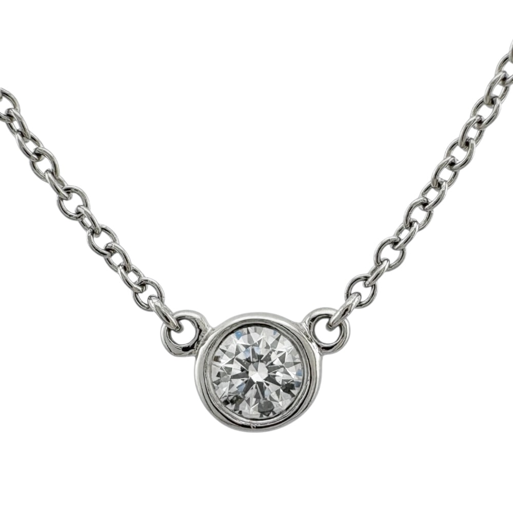 ティファニー バイザヤード 約0.14ct ネックレス Pt950プラチナ ダイヤモンド レディース TIFFANY&Co.  中古