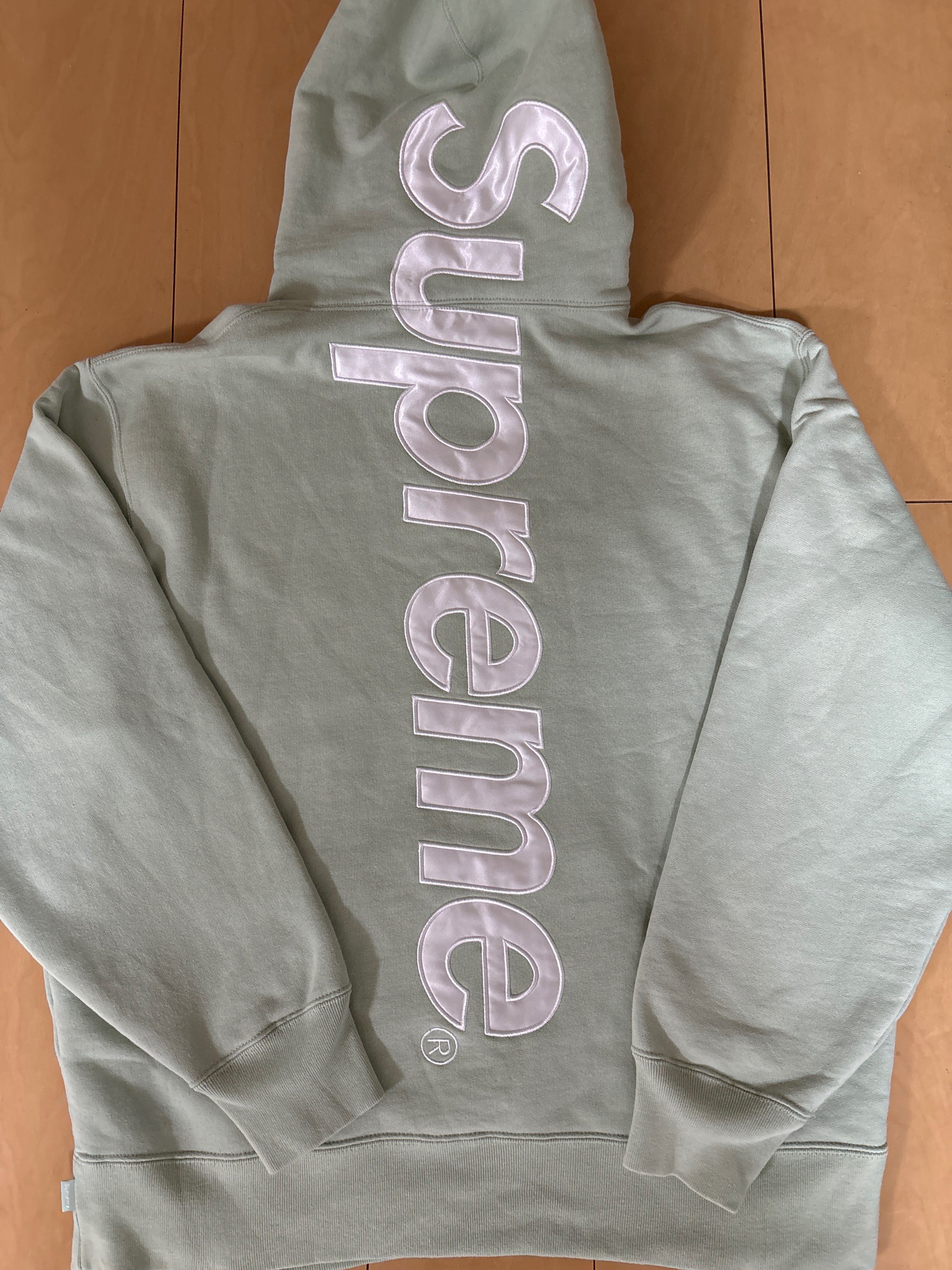 Supreme Satin Applique Hooded Sweatshirt "Mint"