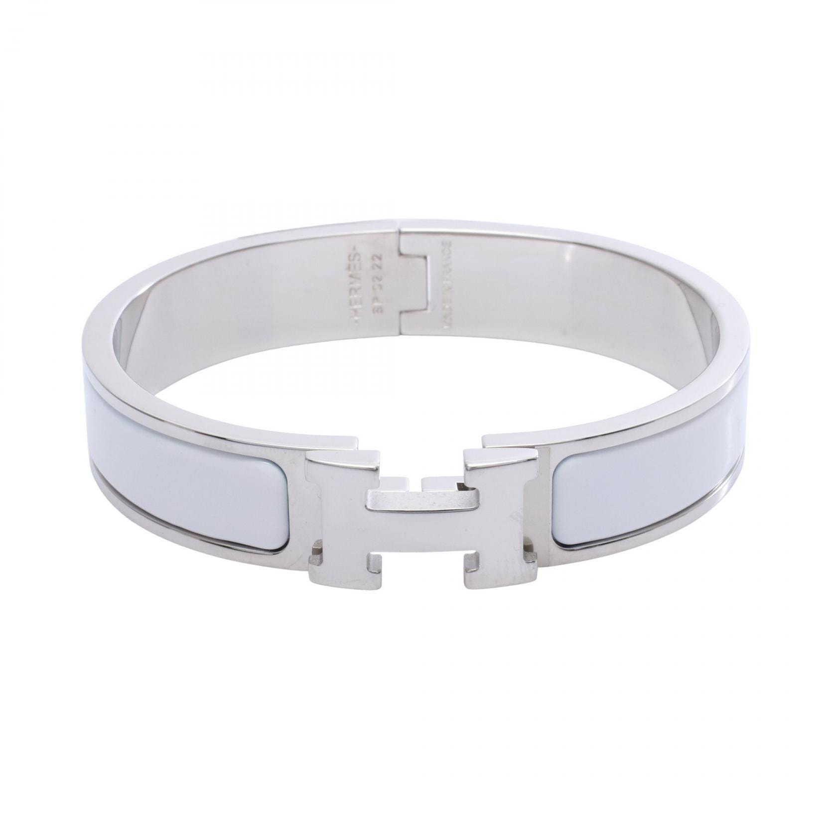エルメス HERMES クリックH PM バングル アクセサリー ステンレススチール エナメル ホワイト レディース シルバー系 / ホワイト系 【中古】