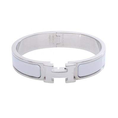 エルメス HERMES クリックH PM バングル アクセサリー ステンレススチール エナメル ホワイト レディース シルバー系 / ホワイト系 【中古】