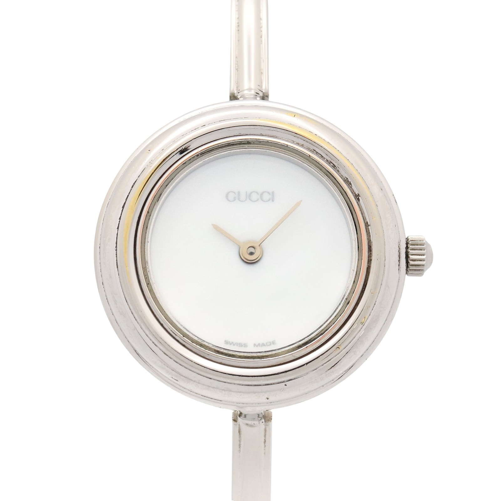 グッチ GUCCI チェンジベゼル 腕時計 時計 ステンレススチール レディース ホワイト系 11/12.2 【中古】