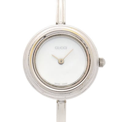 グッチ GUCCI チェンジベゼル 腕時計 時計 ステンレススチール レディース ホワイト系 11/12.2 【中古】