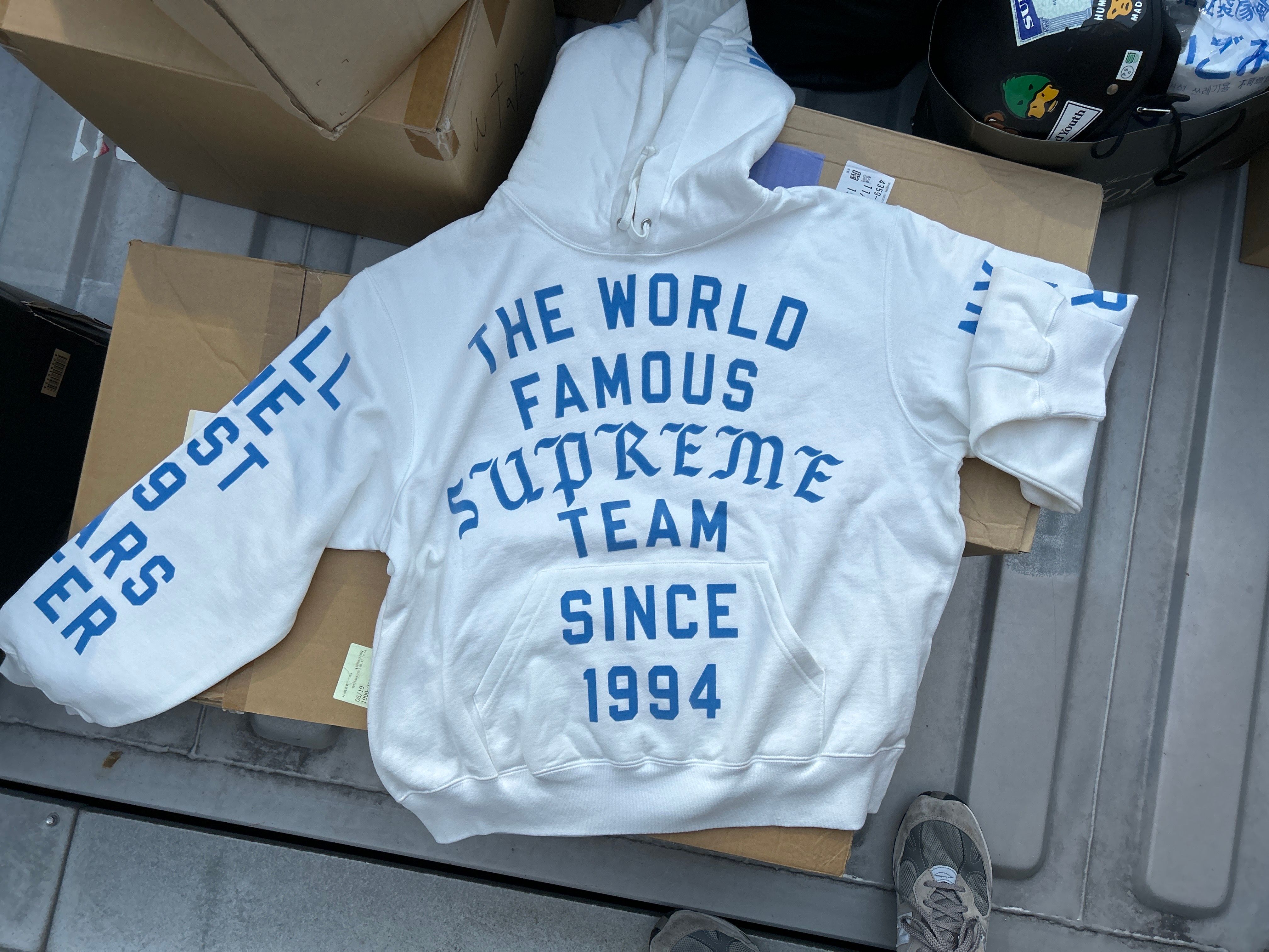 Supreme Team Flocked Hooded Sweatshirt "White"