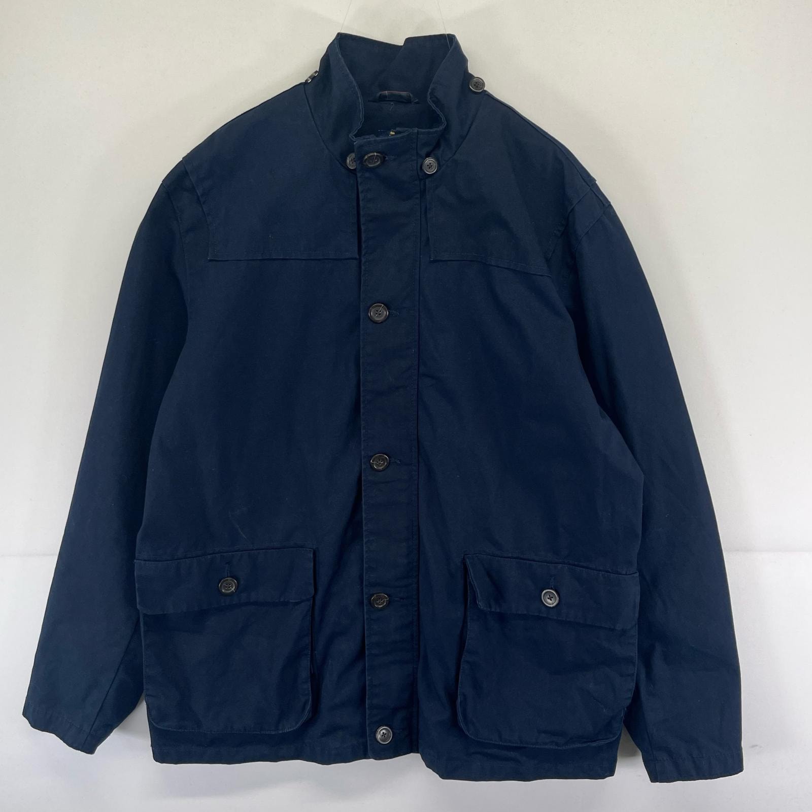 古着 ギャップ GAP ジャケット フルジップ カバーオール 薄手 大きいサイズ XL  ネイビー系 無地 メンズ