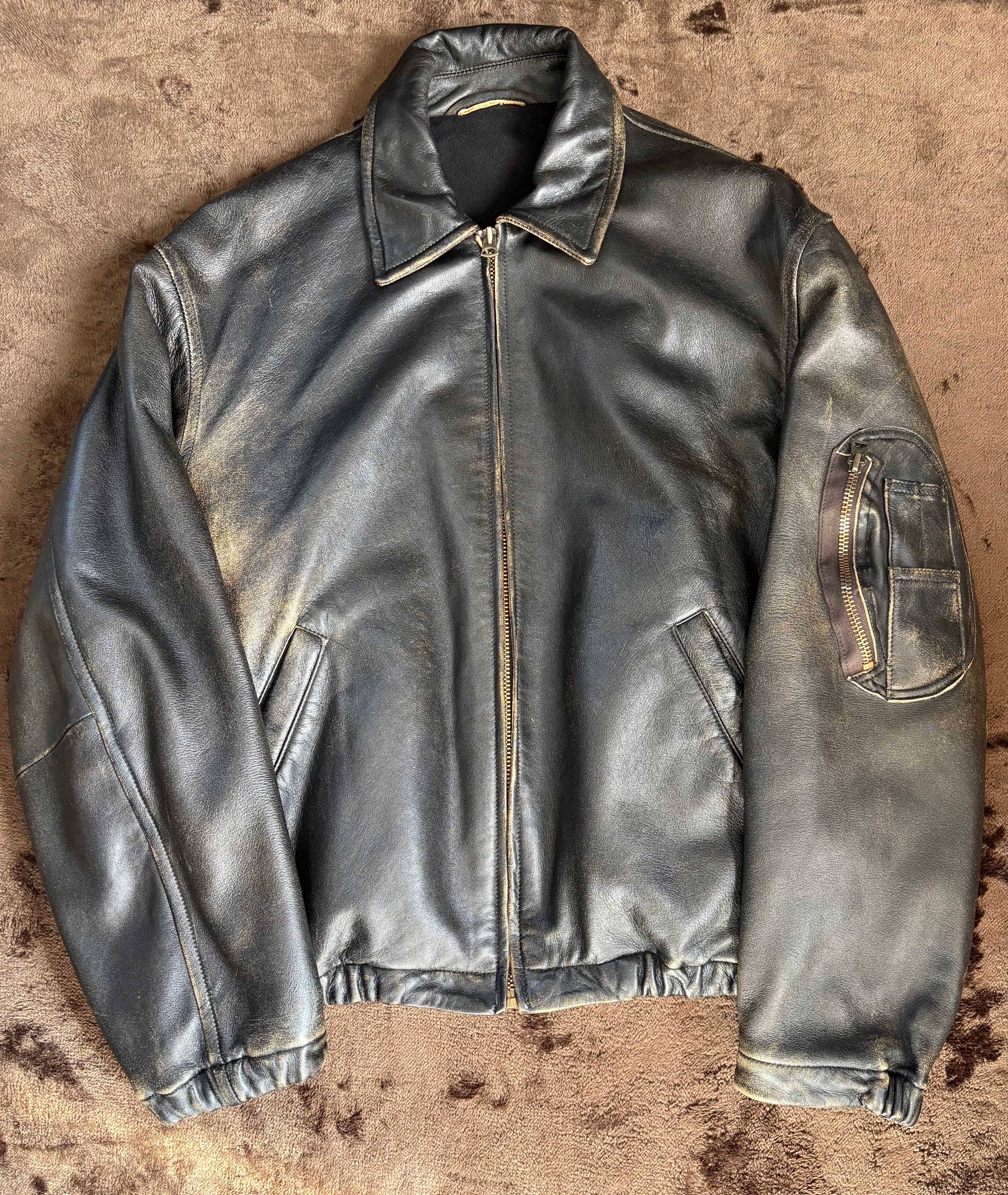 COMOLI Leather Zip Blouson "Brown"