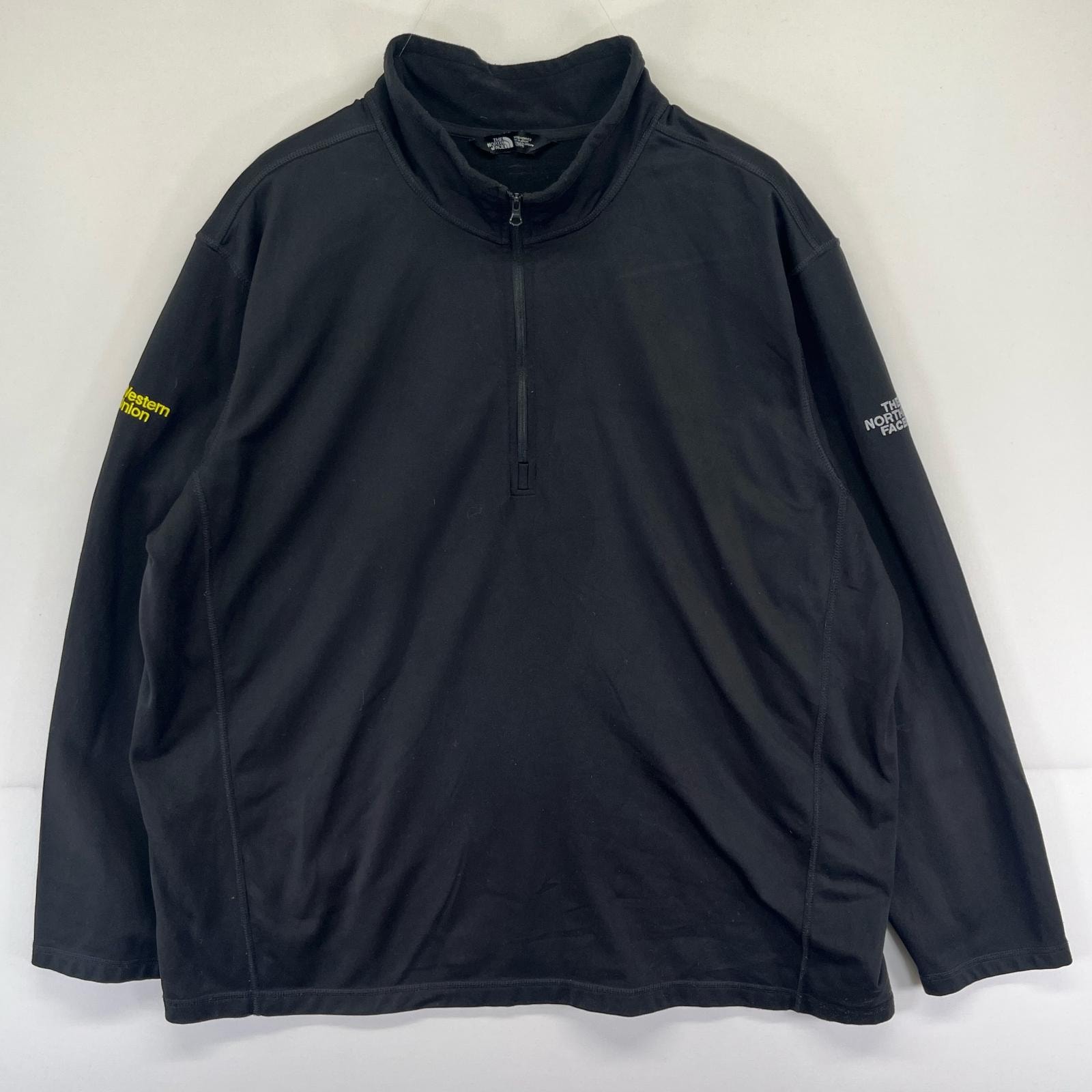 古着 ザ・ノースフェイス THE NORTH FACE ジャケット ソフトシェル 刺繍 大きいサイズ 袖ロゴ ハーフジップ 3XL  ブラック系 メンズ