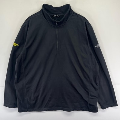 古着 ザ・ノースフェイス THE NORTH FACE ジャケット ソフトシェル 刺繍 大きいサイズ 袖ロゴ ハーフジップ 3XL ブラック系 メンズ