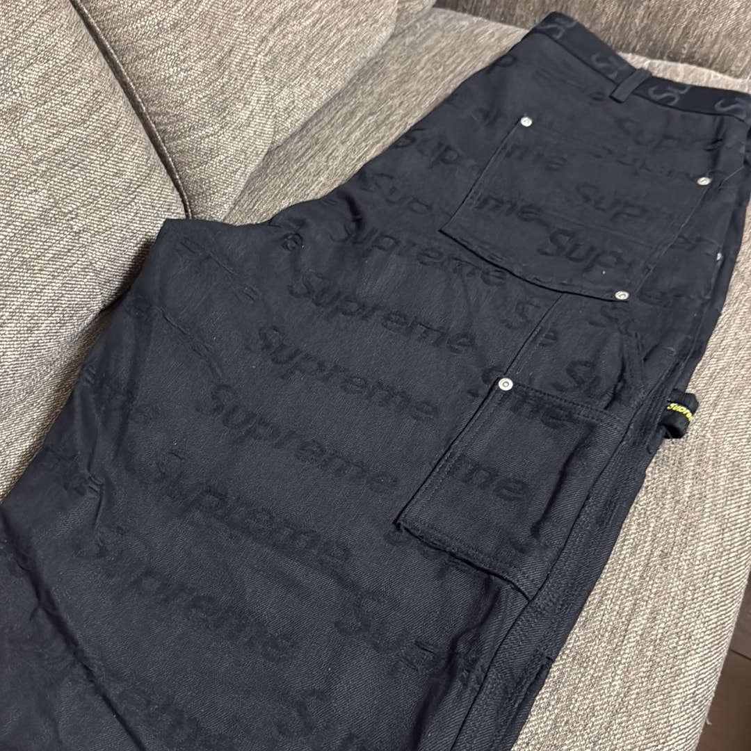 Supreme Jacquard Logos Double Knee Denim Painter Jean "Black"