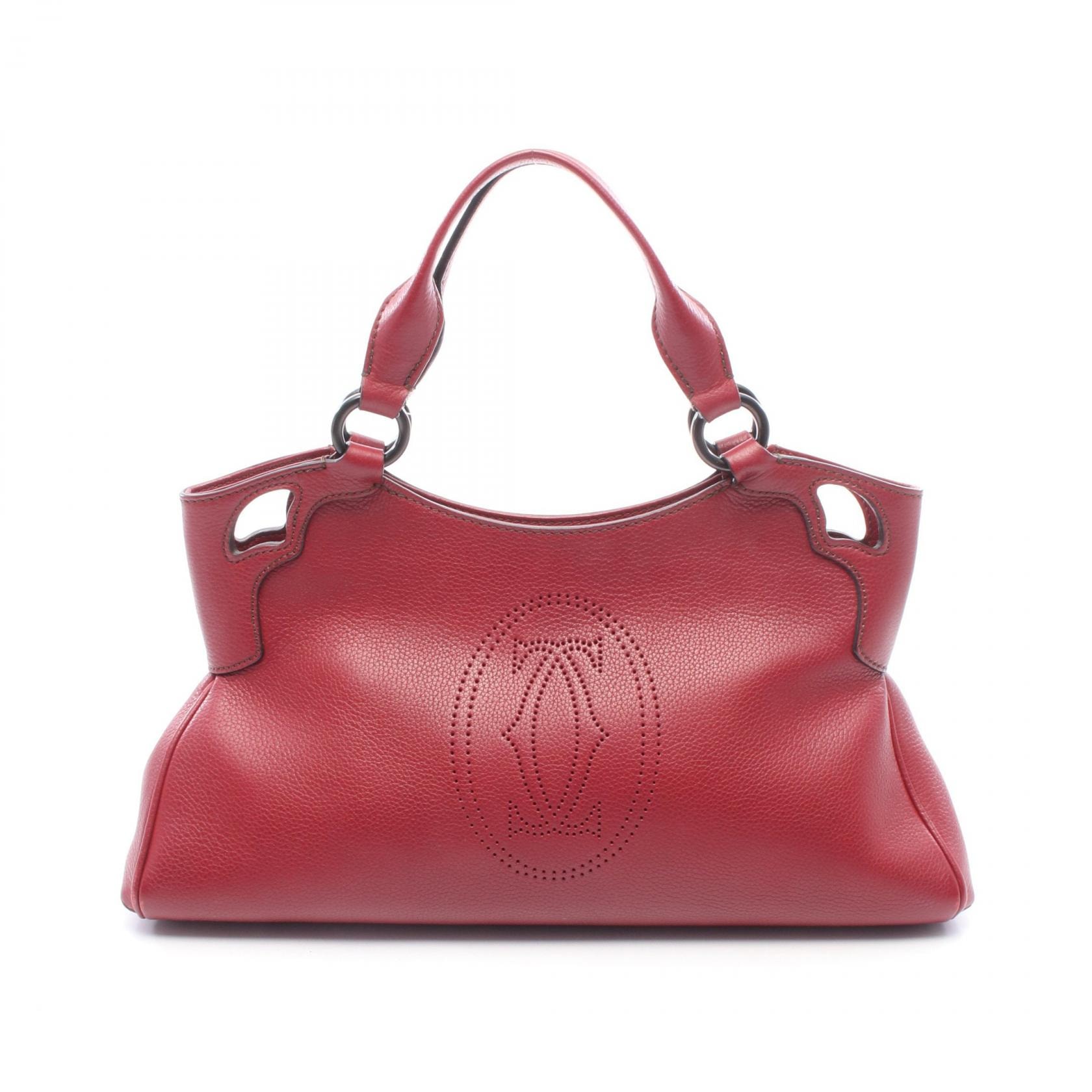 カルティエ CARTIER マルチェロ ドゥ カルティエSM ハンドバッグ バッグ レザー レディース ボルドー系 【中古】