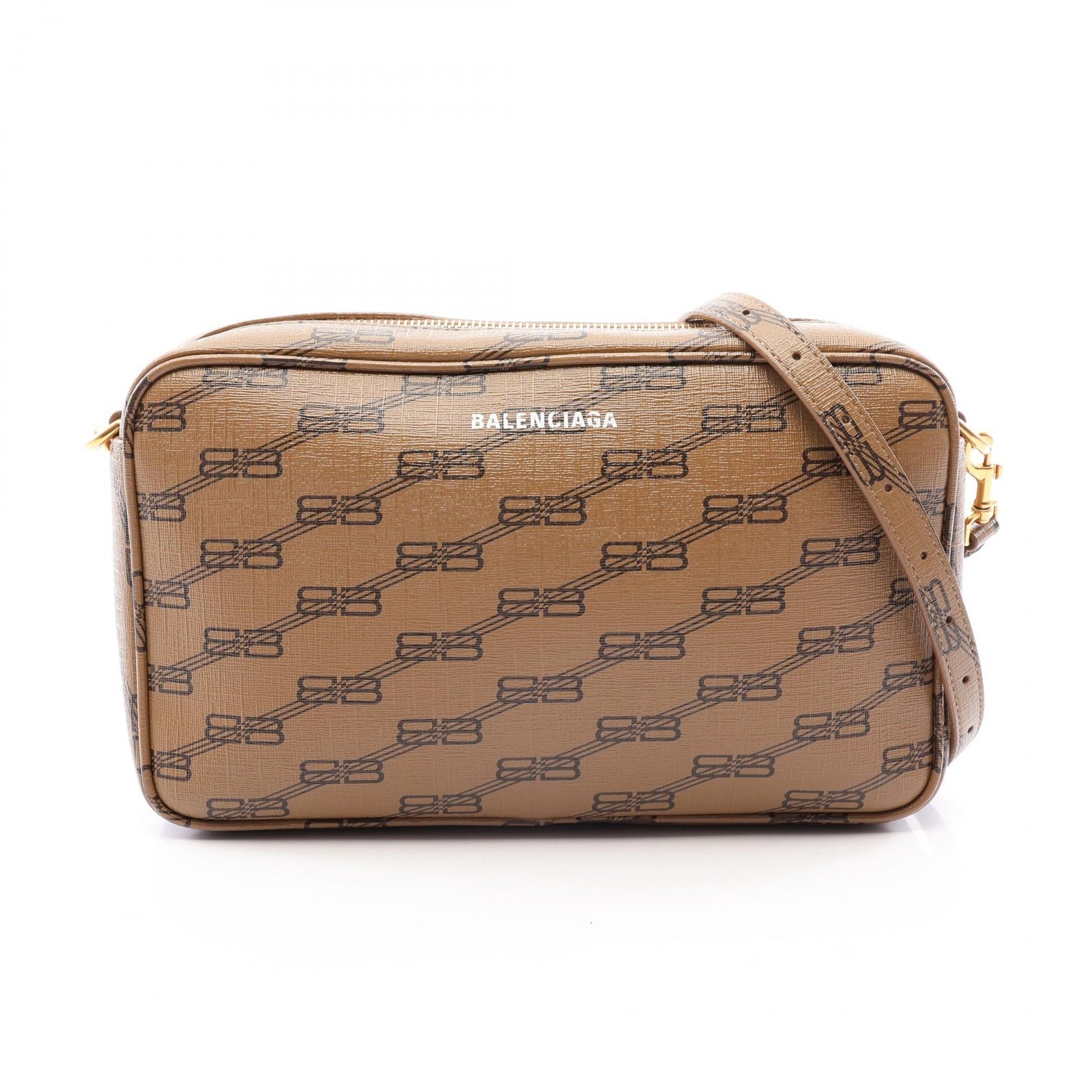 バレンシアガ BALENCIAGA BB モノグラム シグネチャー ミディアム カメラバッグ ショルダーバッグ バッグ PVCコーティングキャンバス メンズ レディース グレー系 702723 【中古】