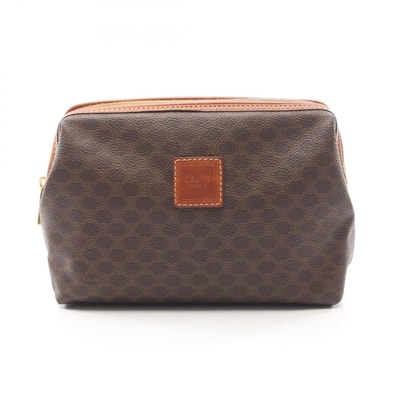セリーヌ CELINE マカダム ポーチ バッグ レザー PVC レディース ブラウン系 【中古】