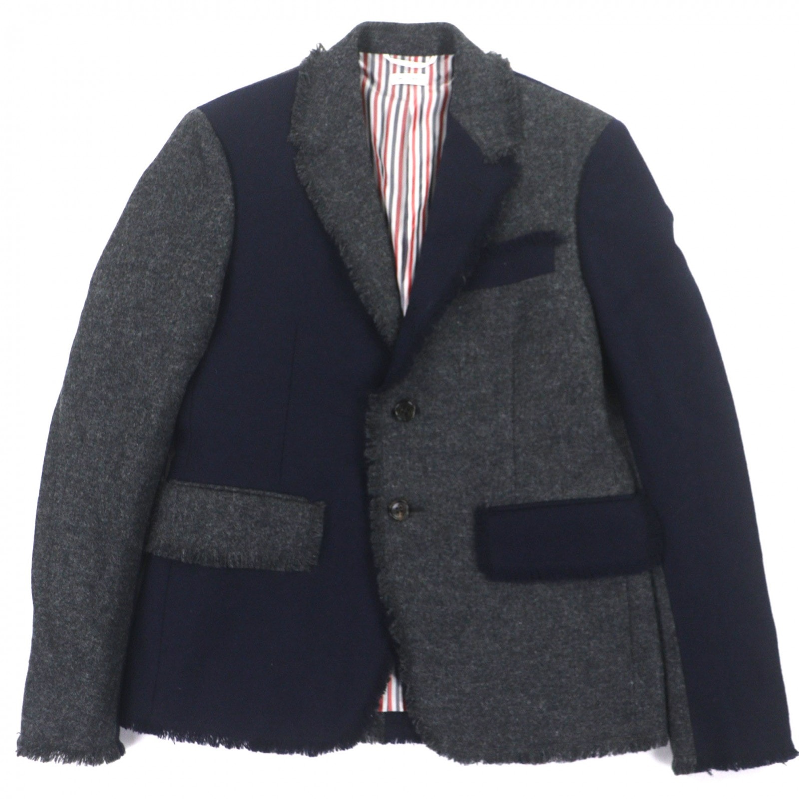 極美品 トムブラウン テーラードジャケット ネイビー メンズ 1 MJC159T-03793035
