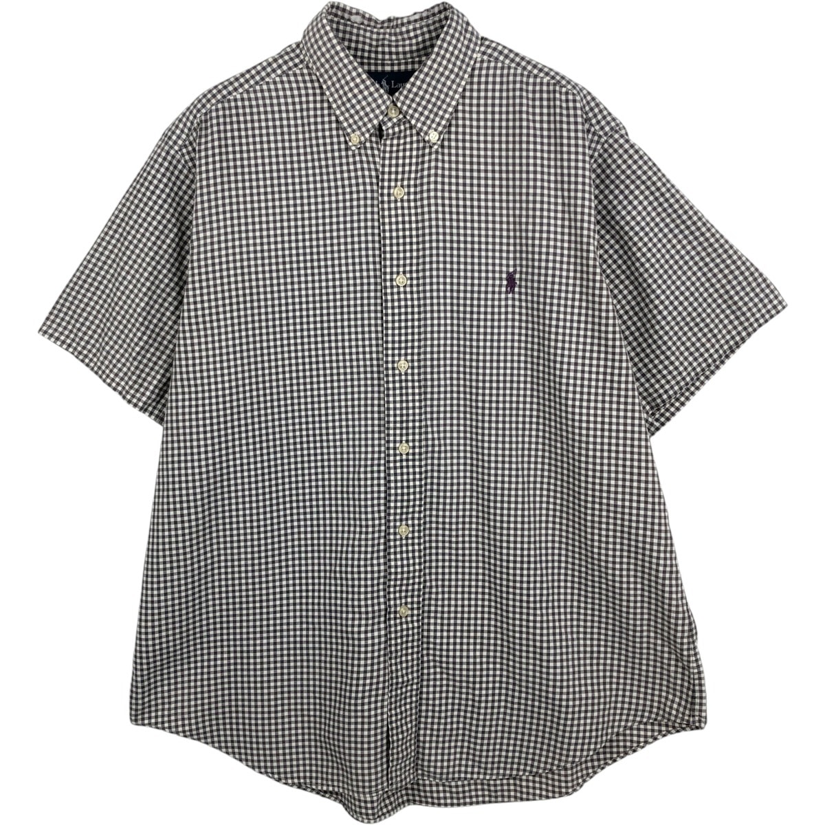 古着 ラルフローレン Ralph Lauren CLASSIC FIT クラシックフィット ギンガムチェック 半袖 ボタンダウン チェックシャツ メンズL相当/eaa644856