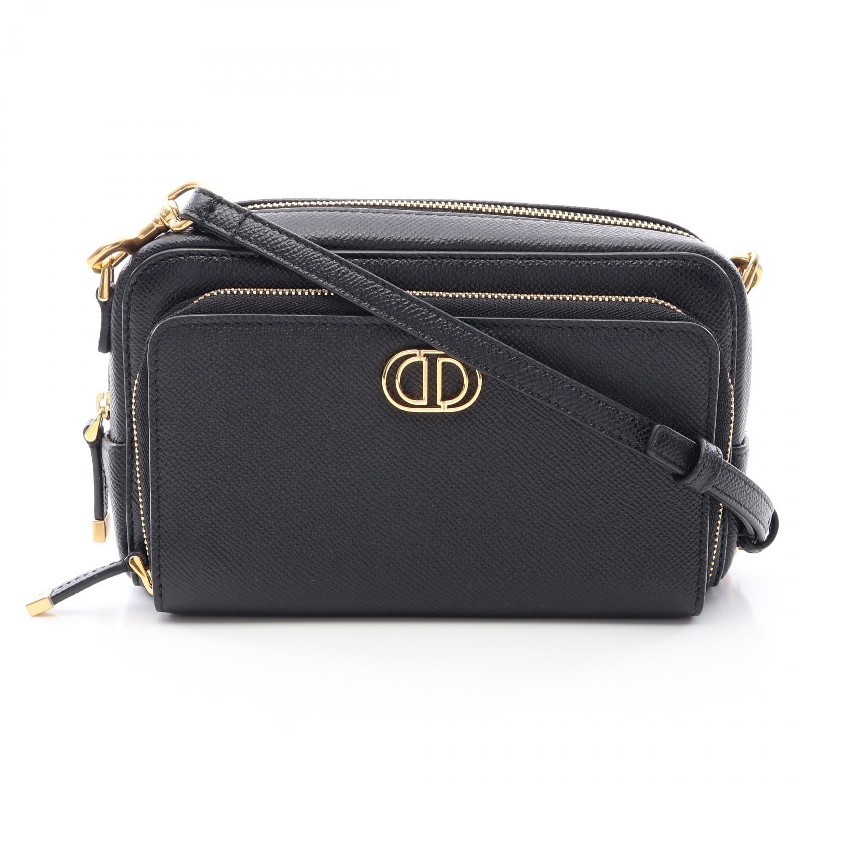 ディオール Dior カロ ダブルポーチ ショルダーバッグ バッグ レザー レディース ブラック系 【中古】