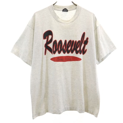 FRUIT OF THE LOOM BEST フルーツオブザルーム ベスト 90s USA製 オールド Roosevelt 半袖 Tシャツ L グレー シングルステッチ