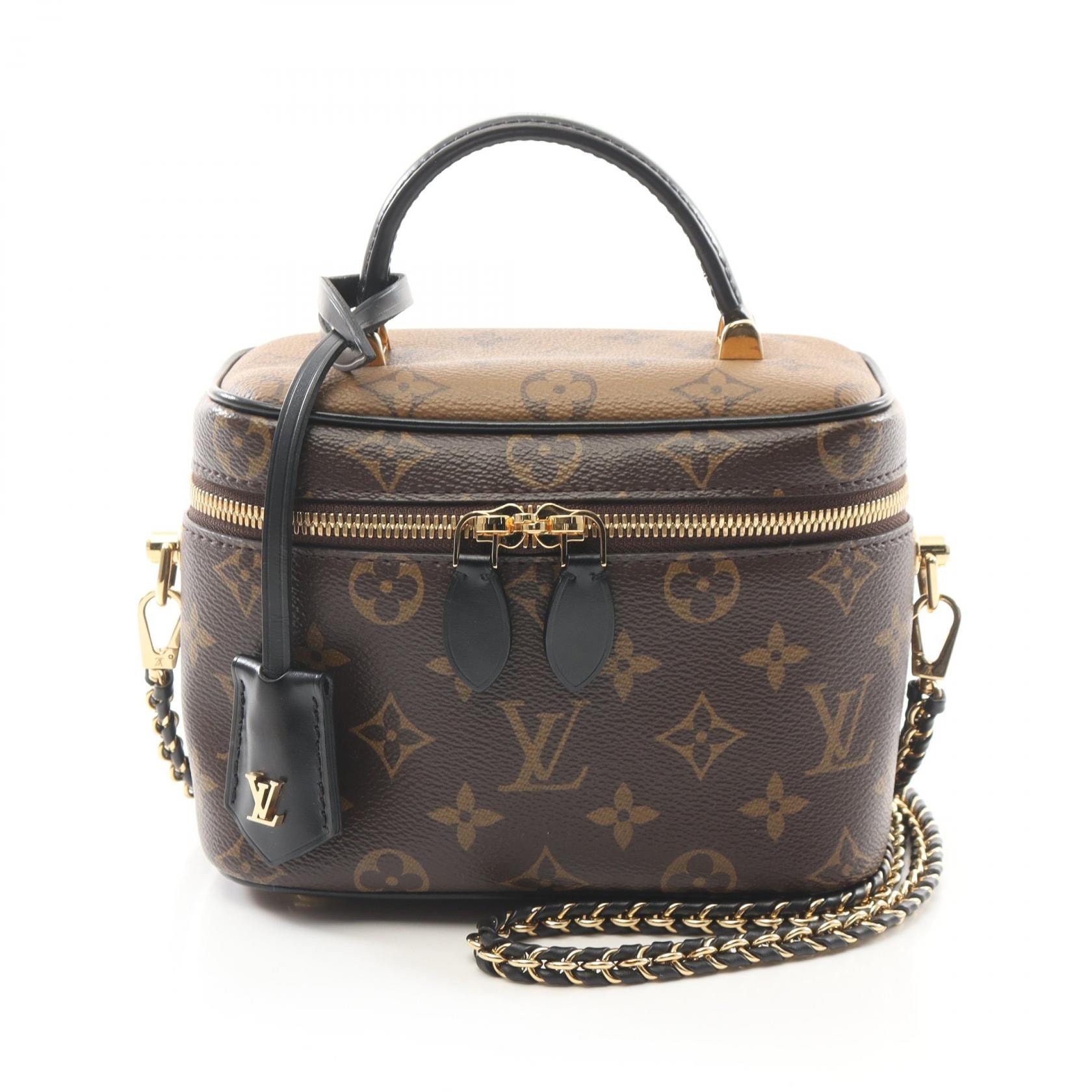ルイ・ヴィトン LOUIS VUITTON ヴァニティ NV PM ハンドバッグ バッグ PVCコーティングキャンバス レザー モノグラム・リバース レディース ブラウン系 / ブラック系 M45165 【中古】