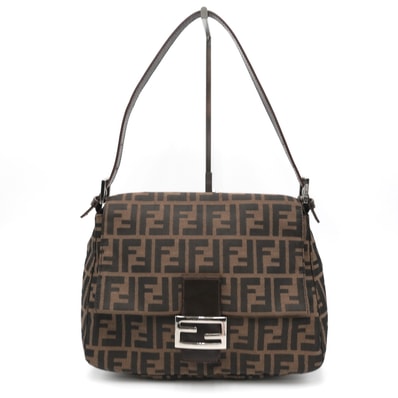 FENDI(フェンディ)マンマバケット ズッカ ヴィンテージ ショルダーバッグ ワンショルダー ブラウン キャンバス レザー シルバー金具 レディース【中古】