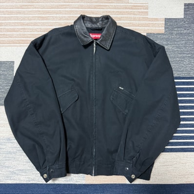 Supreme Leather Collar Utility Jacket "Black"