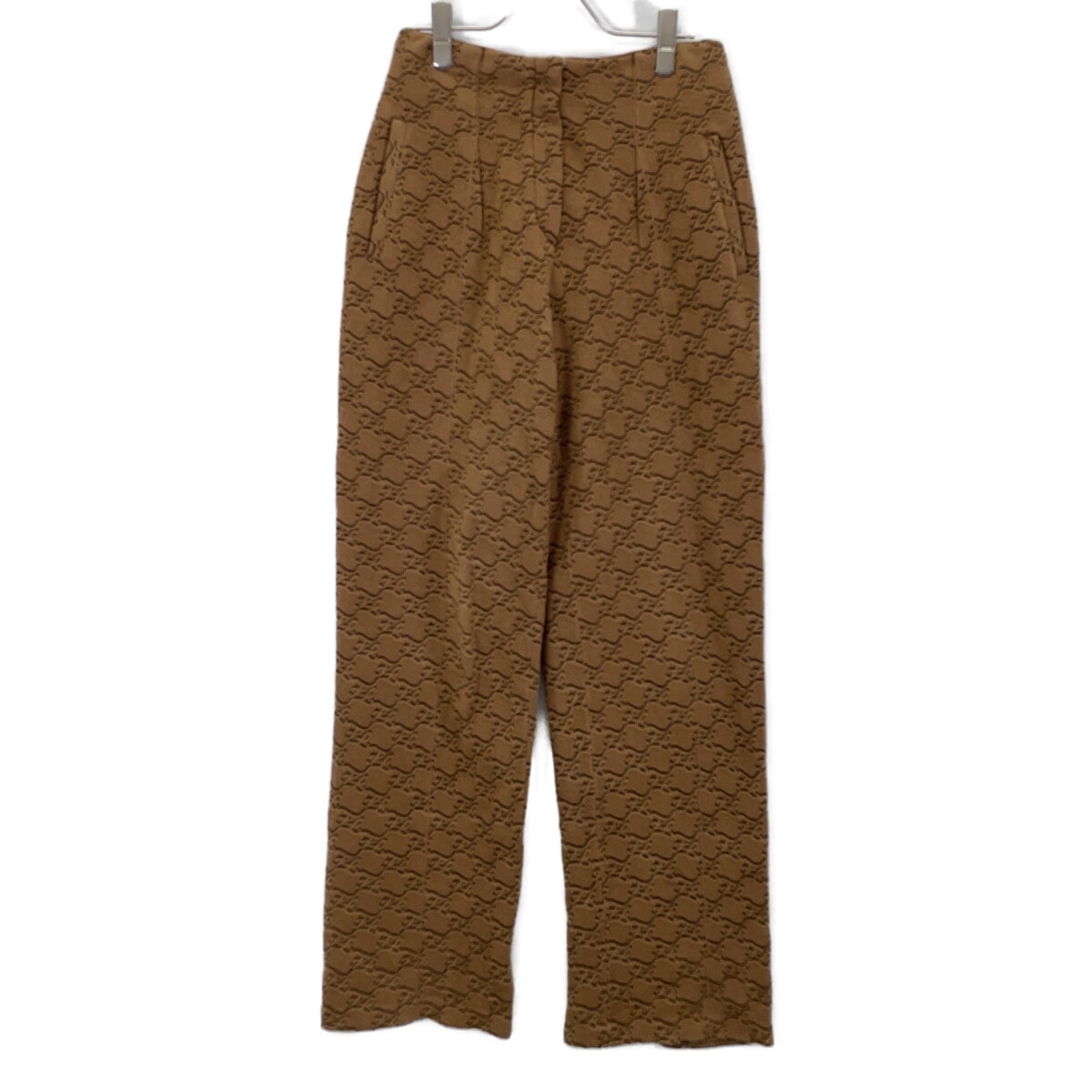 フェンディ FZR735 21年 ブラウン FFカリグラフィロゴ ニットパンツ 38