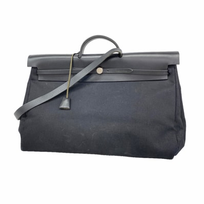 【6ib2425】エルメス ハンドバッグ エールバッグGM トワルオフィシエ ブラック シルバー金具 □C刻印 2wayバッグ【中古】メンズ レディース ユニセックス