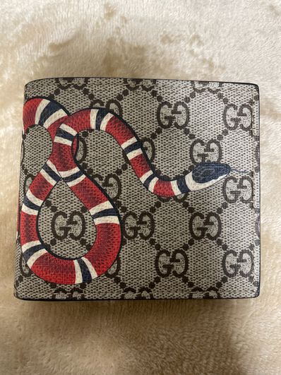 GUCCI Kingsnake Print GG Supreme Coin Wallet "Beige/Ebony"